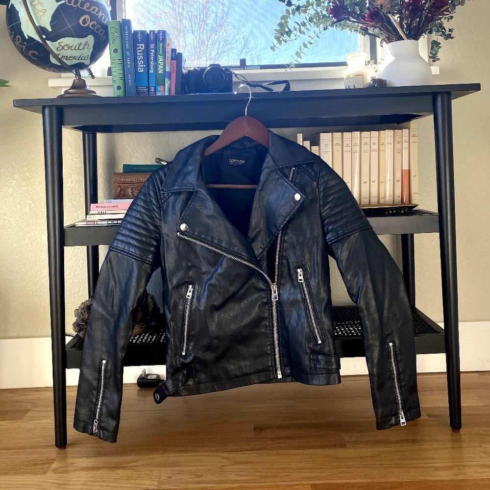 Topshop Blossom Faux Leather Biker Jacket (vegan)